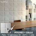 Wallart - Panneau Mural 3d Mur 3D Pitches 3m² + Colle