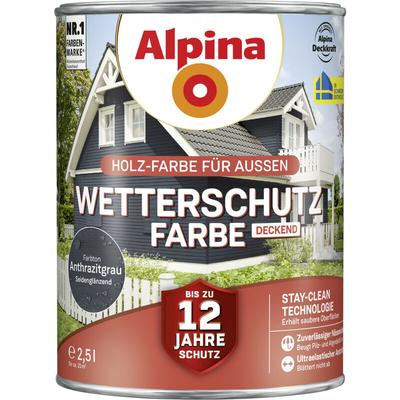 Alpina - Wetterschutzfarbe 2,5 l anthrazitgrau Wetterschutzfarbe