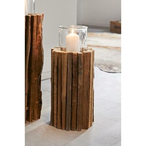 Dekoleidenschaft - Windlichtsäule Rustikal aus recyceltem Holz, 41 cm hoch, Dekosäule, Holzsäule,