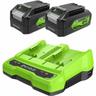 Greenworks Tool - Greenworks Batterie 24V e Caricabatterie Doppio Slot - Due Batterie Ricaricabili