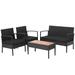 4 PCS Patio Rattan Conversation Set Outdoor Wicker Sofa Furniture Set