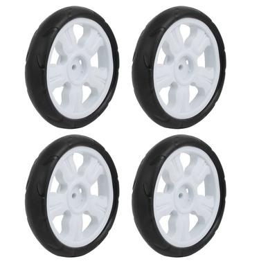 4pcs 190mm Dia Plastic Single Wheel Pulley Rolling Roller White 8x24mm - Black, White