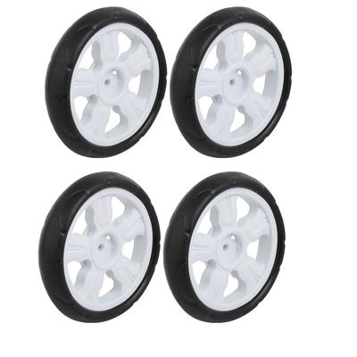 185mm Diameter Plastic Single Wheel Pulley Rolling Roller 4pcs - Black, White