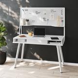 Techni Mobili Study Computer Desk Magnetic Dry Erase White Board, with MDF Panel & 2 Compartments and 1 Storage Drawer