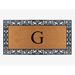 A1HC Rubber and Coir Paisley Border Heavy Duty Non-Slip Durable Double Door Monogrammed Doormat 30"X60", Black