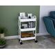 Mabel Home Storage Cart 3 Tier with Wheels and Handle, Metal Storage Utility Rolling Trolley, Multi-Purpose (White)