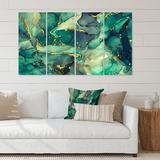 East Urban Home Luxury Abstract Fluid Art IV - 4 Piece Wrapped Canvas Graphic Art Canvas in Green | 28 H x 48 W x 1 D in | Wayfair