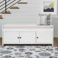 Red Barrel Studio® Cabinet Storage Bench Linen/Wood/Manufactured Wood in White | 18 H x 43.5 W x 16 D in | Wayfair 22895B0A3C9F48978A8DFA9F4E90AFD5