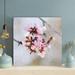 Latitude Run® Pink & White Flowers On Brown Tree Branch - 1 Piece Rectangle Graphic Art Print On Wrapped Canvas in Indigo/Pink | Wayfair