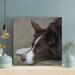 Latitude Run® Chocolate Shepherd Dog On The Floor - 1 Piece Rectangle Graphic Art Print On Wrapped Canvas in Black/Gray | Wayfair