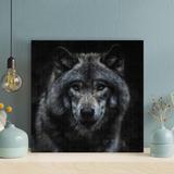 Loon Peak® Black & Brown Wolf Painting - 1 Piece Rectangle Graphic Art Print On Wrapped Canvas Metal in Black/Gray | 32 H x 32 W x 2 D in | Wayfair