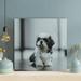 Latitude Run® Black White Puppy On Table - 1 Piece Rectangle Graphic Art Print On Wrapped Canvas Metal in Black/White | 32 H x 32 W x 2 D in | Wayfair