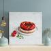 Latitude Run® Strawberry Cake On White Ceramic Plate 1 - 1 Piece Square Graphic Art Print On Wrapped Canvas Metal in Red/White | Wayfair