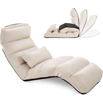 Bodensessel Klappbar 5-Fach einstellbar Polsterstuhl Klappliege Beige - Costway Image