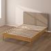 Priage by ZINUS Latte Wood Platform Bed Frame with Upholstered Headboard