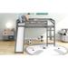 Modern Style Pine Wood Full Size Loft Bed with Slide and Ladder and Guard Rails, Multifunctional Design