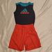 Adidas Matching Sets | 2 Piece Matching Outfit. Size 7 Youth. Shirt And Shorts. Excellent Condition | Color: Blue/Orange | Size: 7b