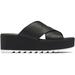 Sorel Cameron Flatform Mule Wedge Sandals Leather- Women's Black/Sea Salt 7.5 US 1997951-010-7.5