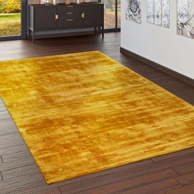 Teppich Handgefertigt Hochwertig 100 % Viskose Vintage Trend Farbe Gelb 120x170 cm - Paco Home