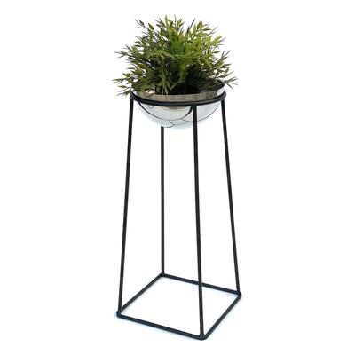 Blumenhocker Metall mit Topf Schwarz Silber 56 cm Blumenständer 96078 m Blumensäule Modern