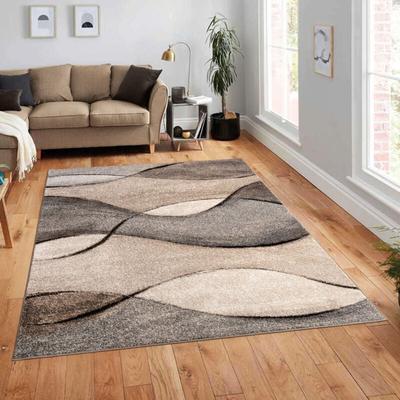 Paco Home - Teppich Meliert Webteppich Hochwertig Wellen Optik Meliert Grau Beige Creme 80x150 cm Image
