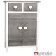 Melko - Commode couloir en blanc/gris avec poignées en forme de coeur 73 cm x 31 cm x 51 cm (h x l