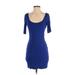 Soprano Casual Dress - Bodycon: Blue Solid Dresses - Women's Size Small