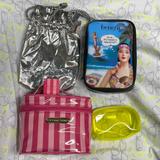 Victoria's Secret Accessories | Cosmetic Bag Vs & Benefit Bundle Of 4 | Color: Pink/Silver | Size: Os