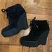 Burberry Shoes | Burberry Black Suede Wedge Lug Sole Booties | Color: Black | Size: Eu 39