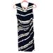 Ralph Lauren Dresses | 1200 Women’s Ralph Lauren Ruched Blue & Ivory Striped Dress Size 10 | Color: Blue | Size: 10