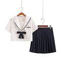 MLLM School Uniform Set,Japanese Bad Girl Jk Uniform Suit Soft Girl College Style School Uniform Pleated Skirt Cute Sailor Suit,Long Sleeve Suit + Bow Tie + Socks,XL