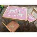 MakeThisMine Personalised Children's Table and 2 Chairs Pink Unicorn Sparkle LATT Wooden Name Engraved Kids Play Desk Set Toddler Girls Friends Boys Family Birthday Gift