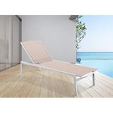 Ebern Designs Cahan Beige Resilient Mesh Waterproof Fabric Outdoor Patio Aluminum Mesh Chaise Lounge Chair Metal in White | Wayfair