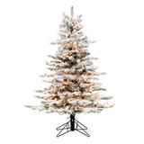 Three Posts™ Utica Flocked Fir Artificial Christmas Tree w/ Clear Light, Metal in White/Brown | 4.5' | Wayfair A895146