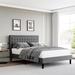 Red Barrel Studio® Tufted Platform Bed w/ Adjustable Headboard Wood & /Upholstered/Metal & /Metal in Gray | 47.6 H x 57.8 W x 75.5 D in | Wayfair