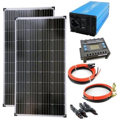 Komplettset 2x130 Watt Solarmodul 1000 Watt TS1000 Spannungswandler 20A Laderegler Inselanlage