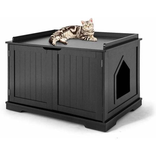 Costway - Katzenhaus Katzenhpehle mit Bett, geschlossene Katzentoilette mit Eingang, Haustierbox