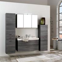 Badezimmermöbel Set in Eiche Grau 3D Spiegelschrank (vierteilig)