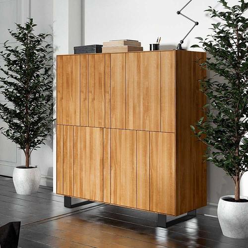 Esszimmer Highboard aus Wildeiche Massivholz Stahl