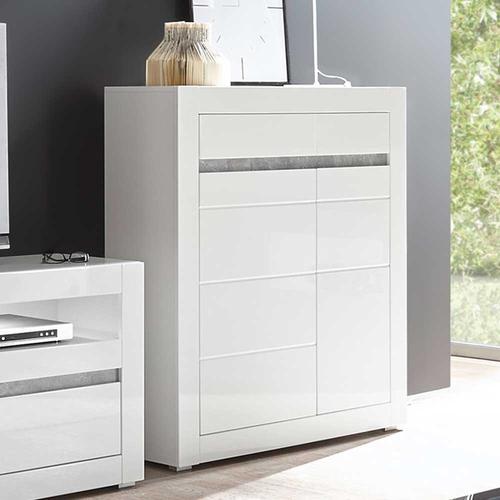 Wohnzimmer Highboard in Weiß Hochglanz 100 cm breit