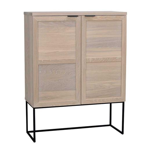 Esszimmer Highboard in Eiche White Wash massiv Bügelgestell aus Metall
