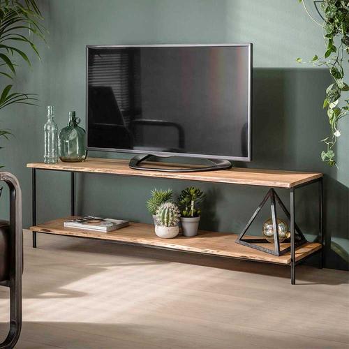 TV Bank aus Akazie Massivholz und Metall 150 cm breit