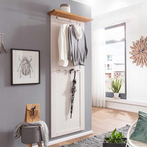 Garderobe in Weiß und Eichefarben 210 cm hoch