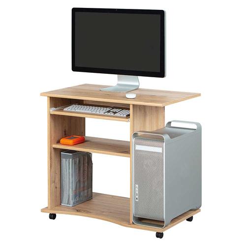 Bürotisch rollbar für Home Office Wildeiche Optik