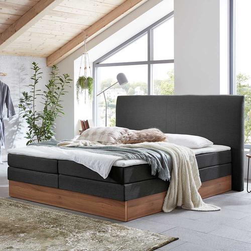 Stauraum Boxbett in Anthrazit & Walnuss 2 Matratzen H3