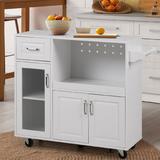 Multi-functional Kitchen Cart with Towel Rack, Large Storage Space