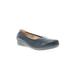 Wide Width Women's Yara Leather Slip On Flat by Propet in Navy (Size 11 W)