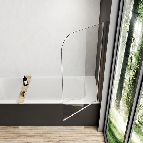 Meykoers – Duschabtrennung 90x140cm Duschwand für Badewanne, Duschwand Badewannenaufsatz mit 5mm