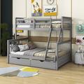 Harriet Bee Twin Over Full Wooden Bunk Bed w/ 2 Drawers in Gray | 67 H x 57 W x 79.5 D in | Wayfair 0B9CCF0053B14039BB916292ECE8A2CA