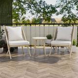 Corrigan Studio® Finegan 37" Height Open Shelf 3-Piece Outdoor Bistro Set Metal in White/Brown | Wayfair 2D928454EE5B4B3F9F615455FB0A7294